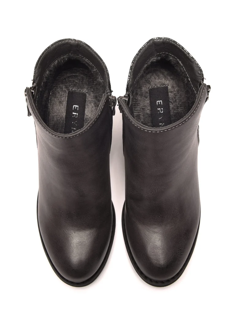 Bottines à talons grises avec motifs python