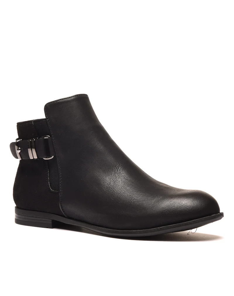 Boots plates noires bi-matières avec sangle