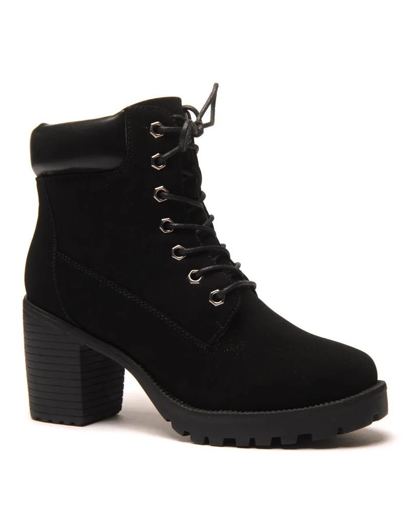 Bottine noire talon à lacets