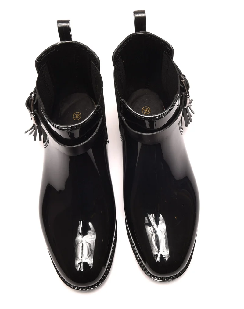 Bottines de pluie noires avec lanière