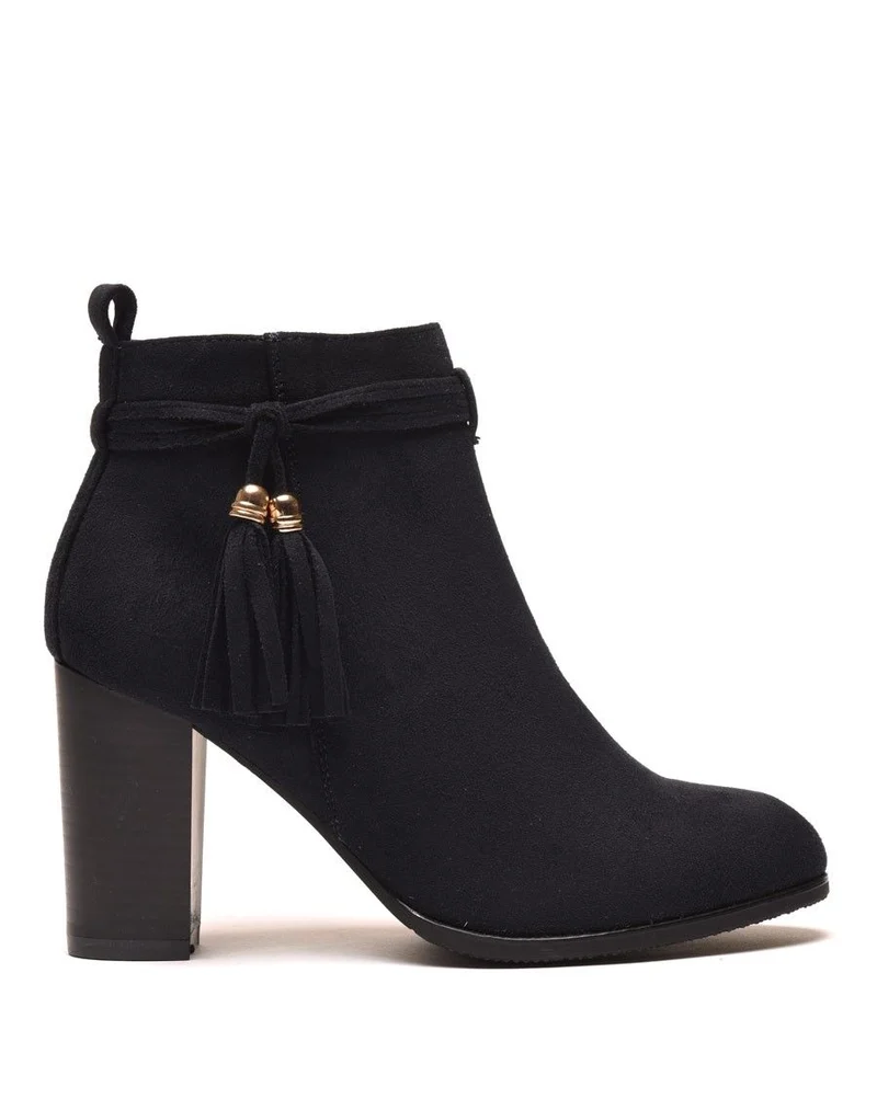Bottines bleues marine à talons & fines lanières