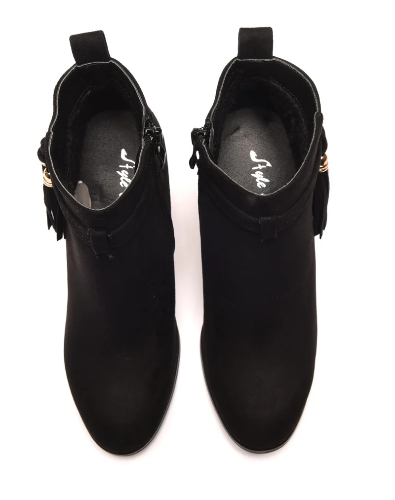 Bottines noires à talons & fines lanières