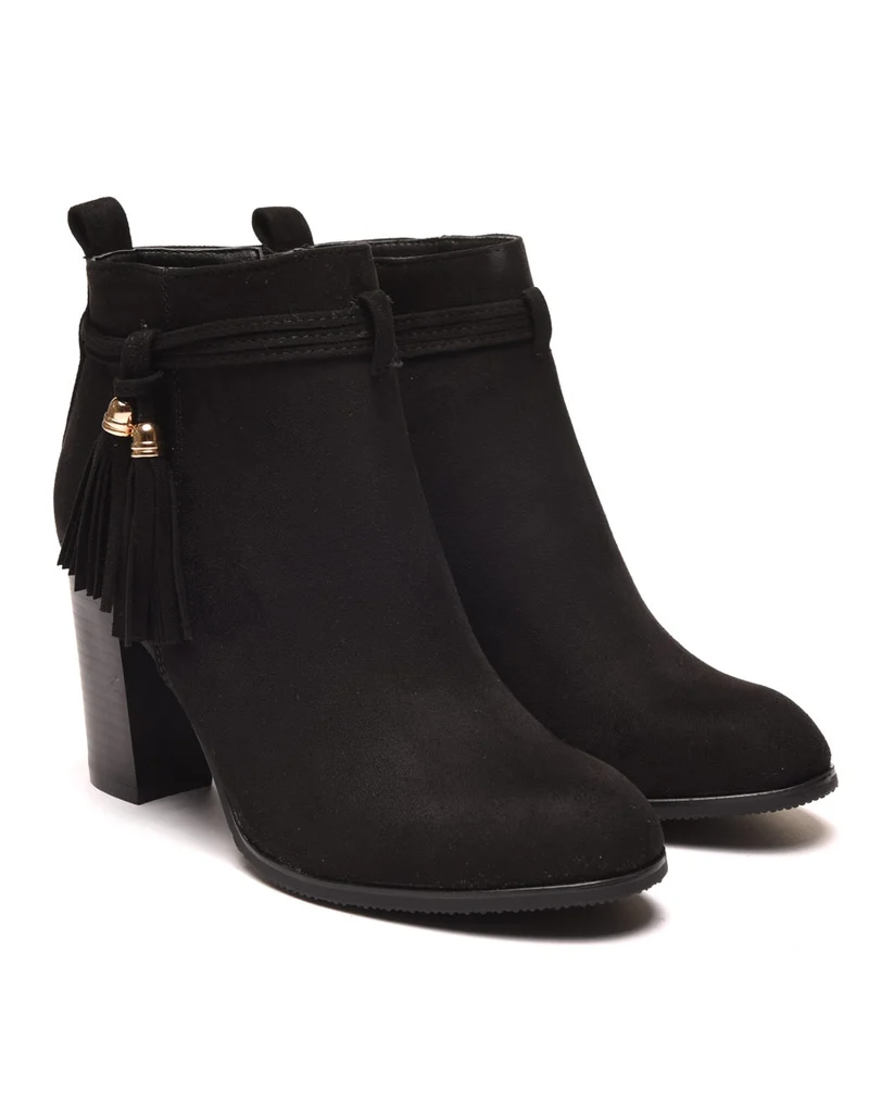 Bottines noires à talons & fines lanières