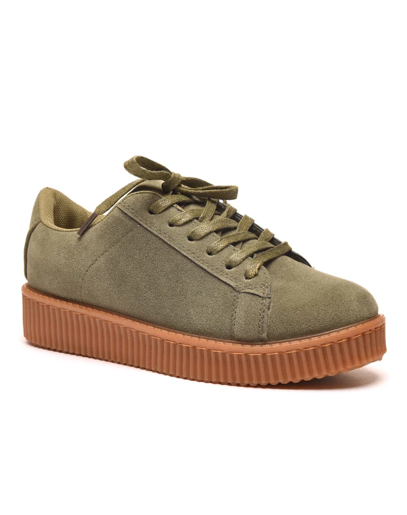 Baskets kaki avec grosse semelle