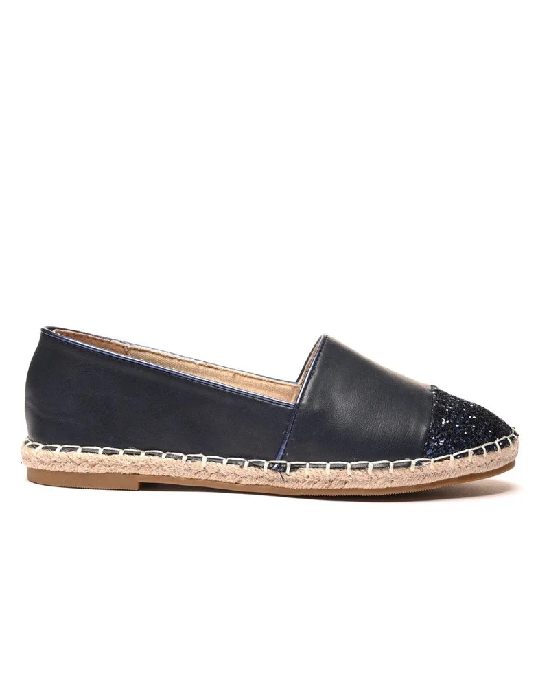Espadrille bout pailleté bleu