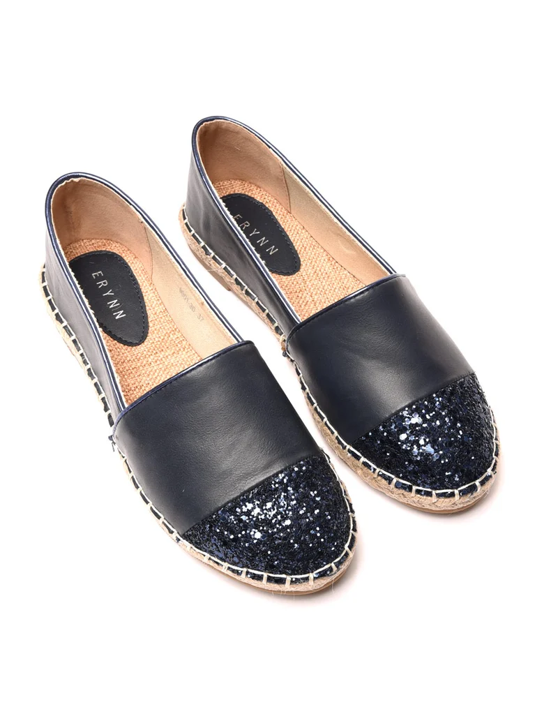 Espadrille bout pailleté bleu