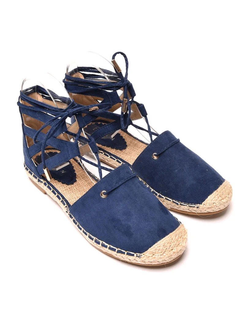 Sandales-espadrilles bleues effet suédine