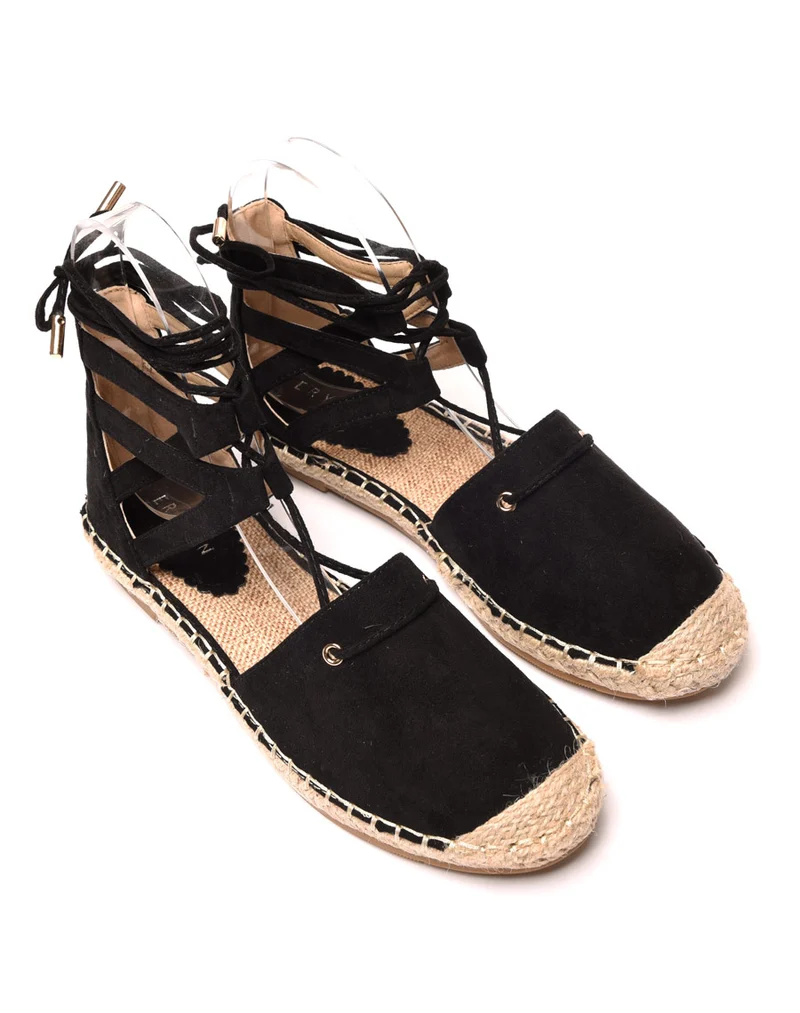 Sandales-espadrilles noires effet suédine