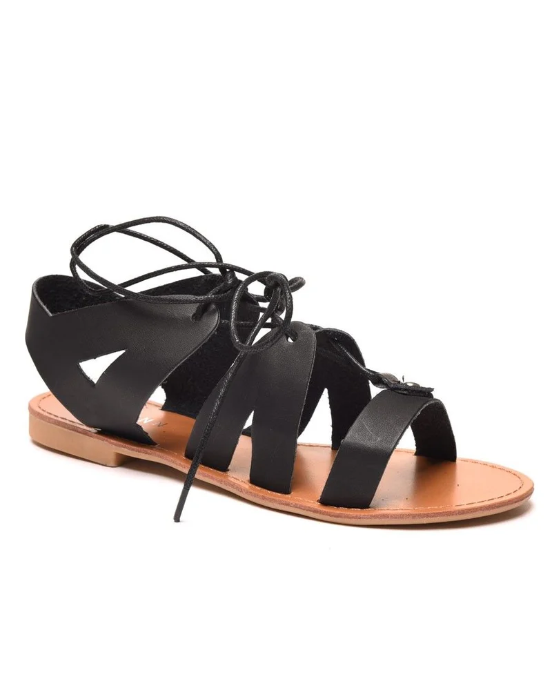 Nu-pieds noir à lacet
