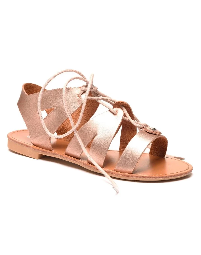 Nu-pieds champagne à lacet