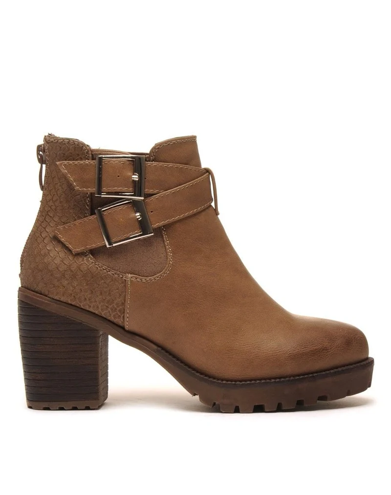 Bottine marron à boucle avec croco