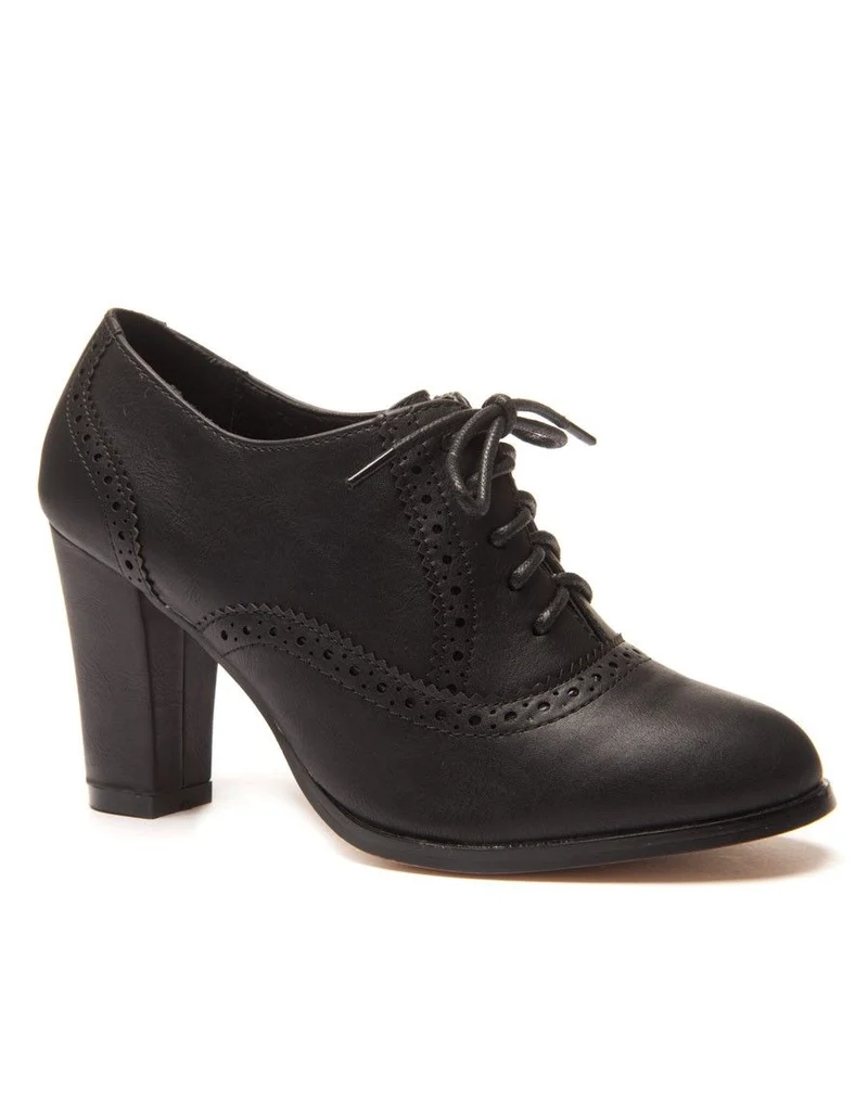 Bottines derbies noires à talon épais