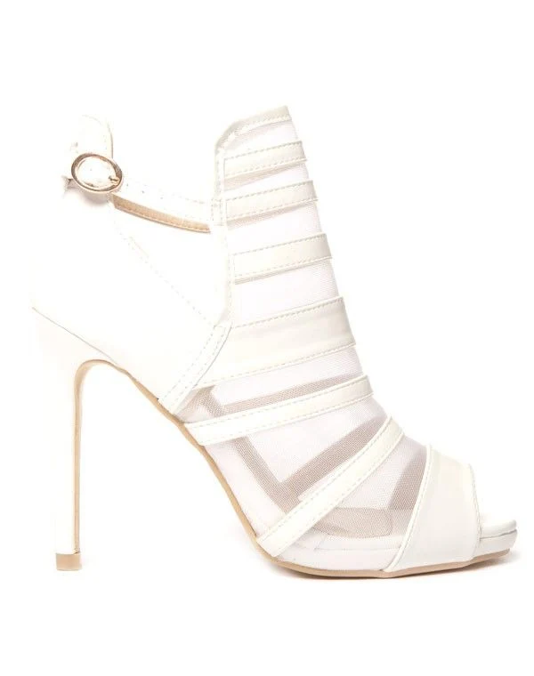 Chaussure bi-matière blanche avec résille