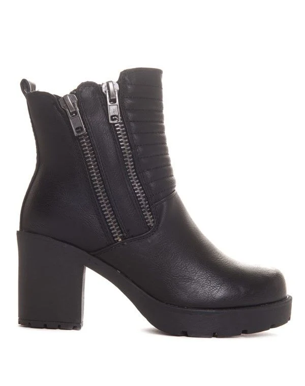 Boots au talon épais et empiècement de matière
