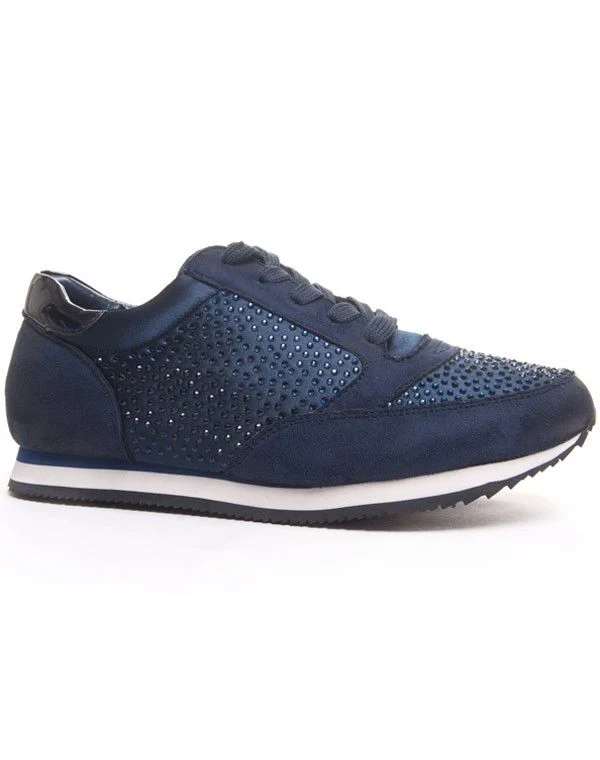 Basket bleue à strass et semelle contrastante