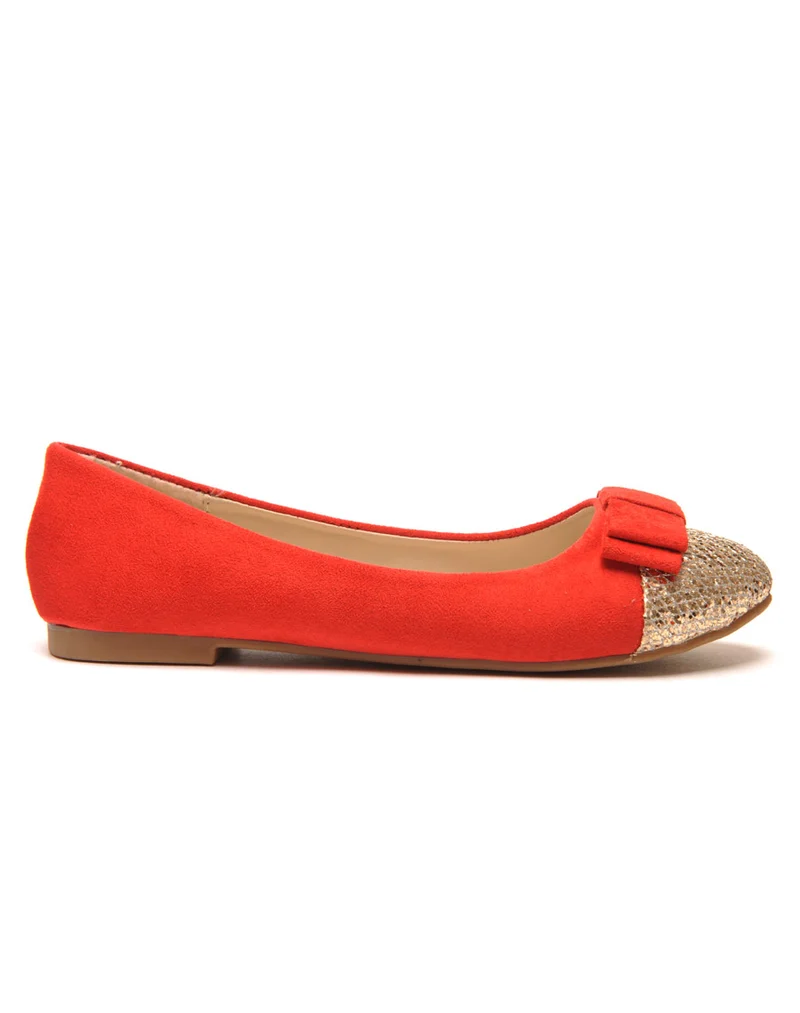 Ballerine rouge avec noeud et paillette