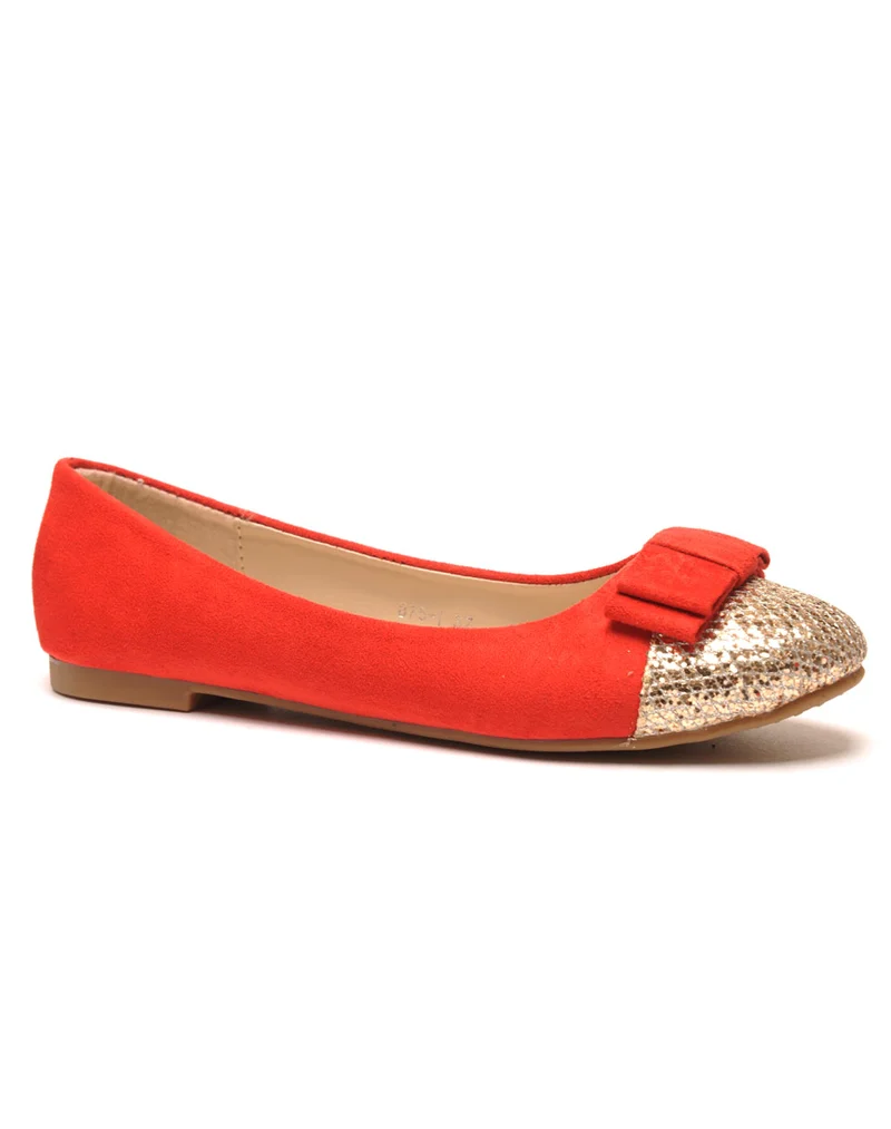 Ballerine rouge avec noeud et paillette