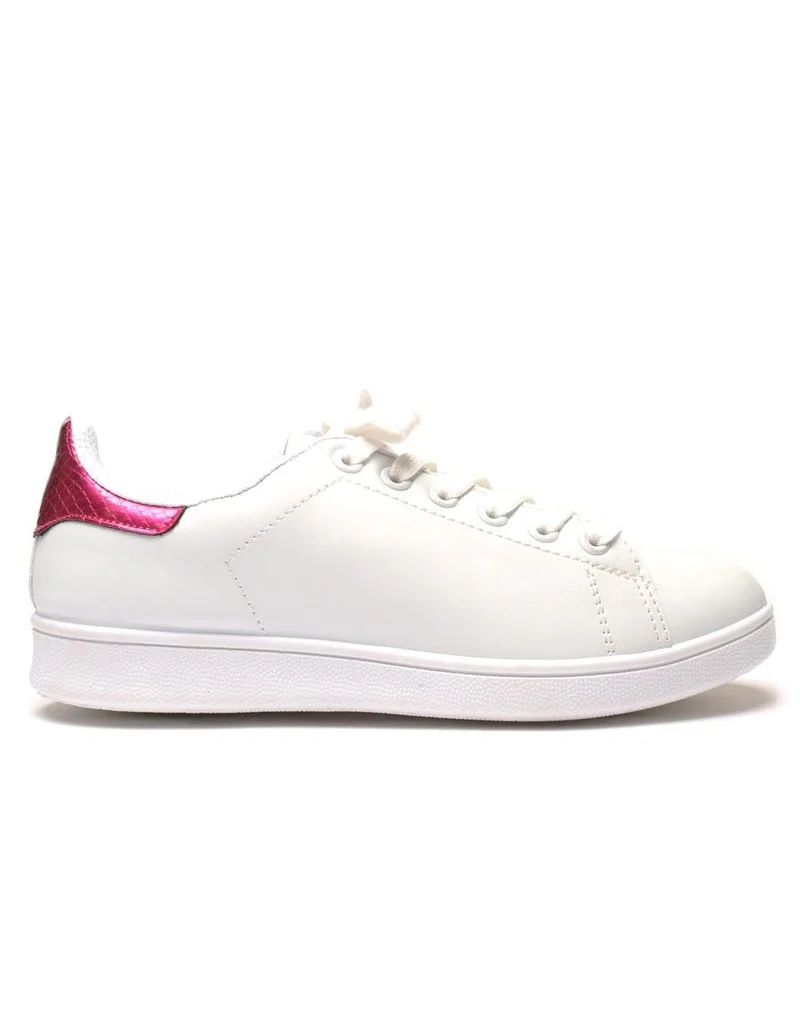 Basket blanche basse imprimé python rose