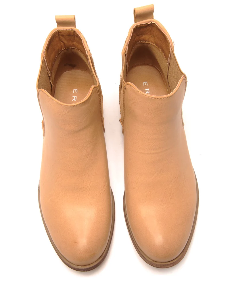 Chelsea boots camel pailletées court