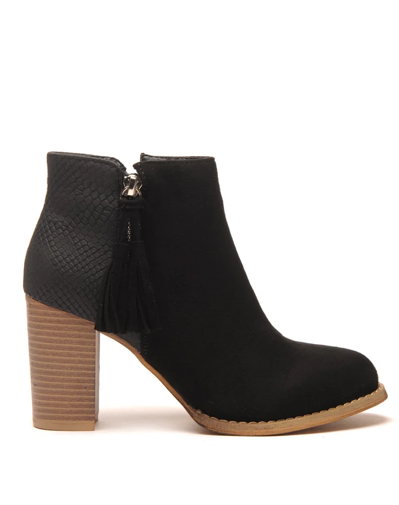 Bottines noires bi-matière détail pampille