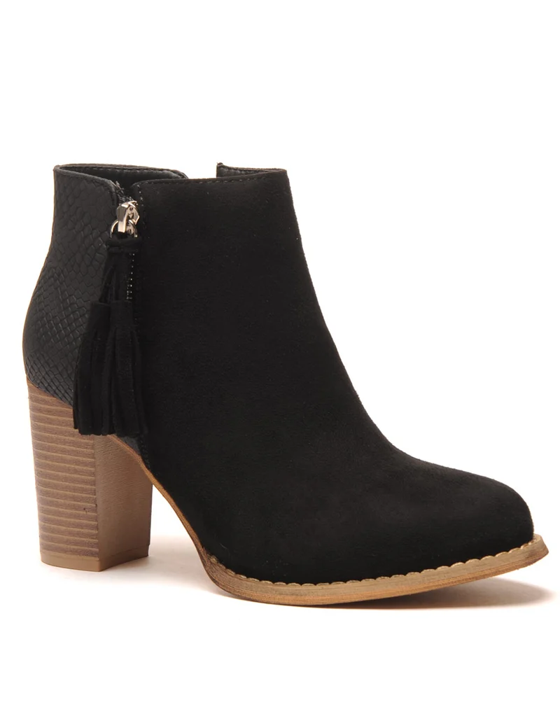 Bottines noires bi-matière détail pampille