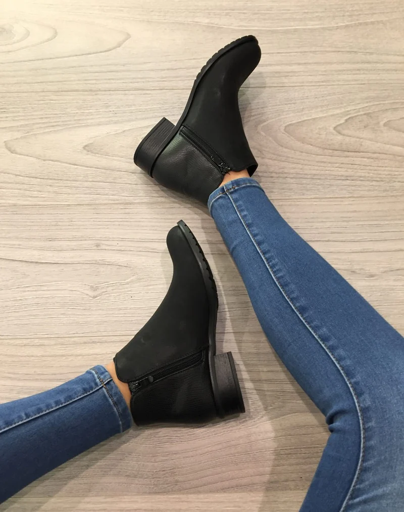 Bottines noires bi-matière