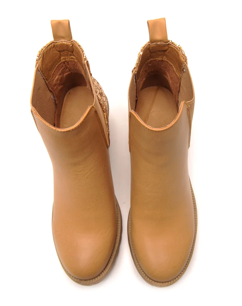 Sublimes Chelsea boots beiges à talons et paillettes