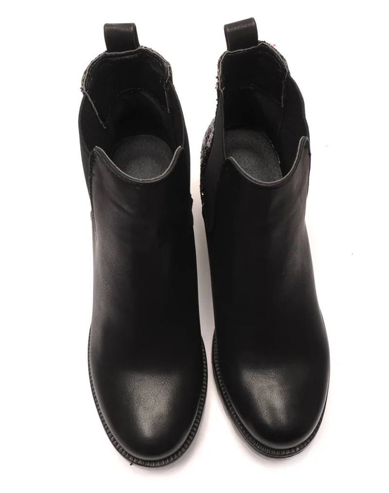 Sublimes Chelsea boots noires à talons et paillettes