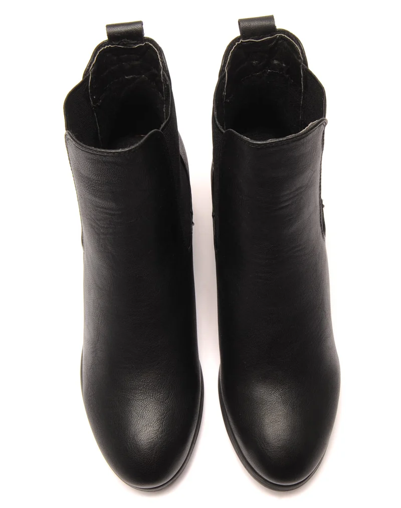 Bottines noires bi-matière python à talons