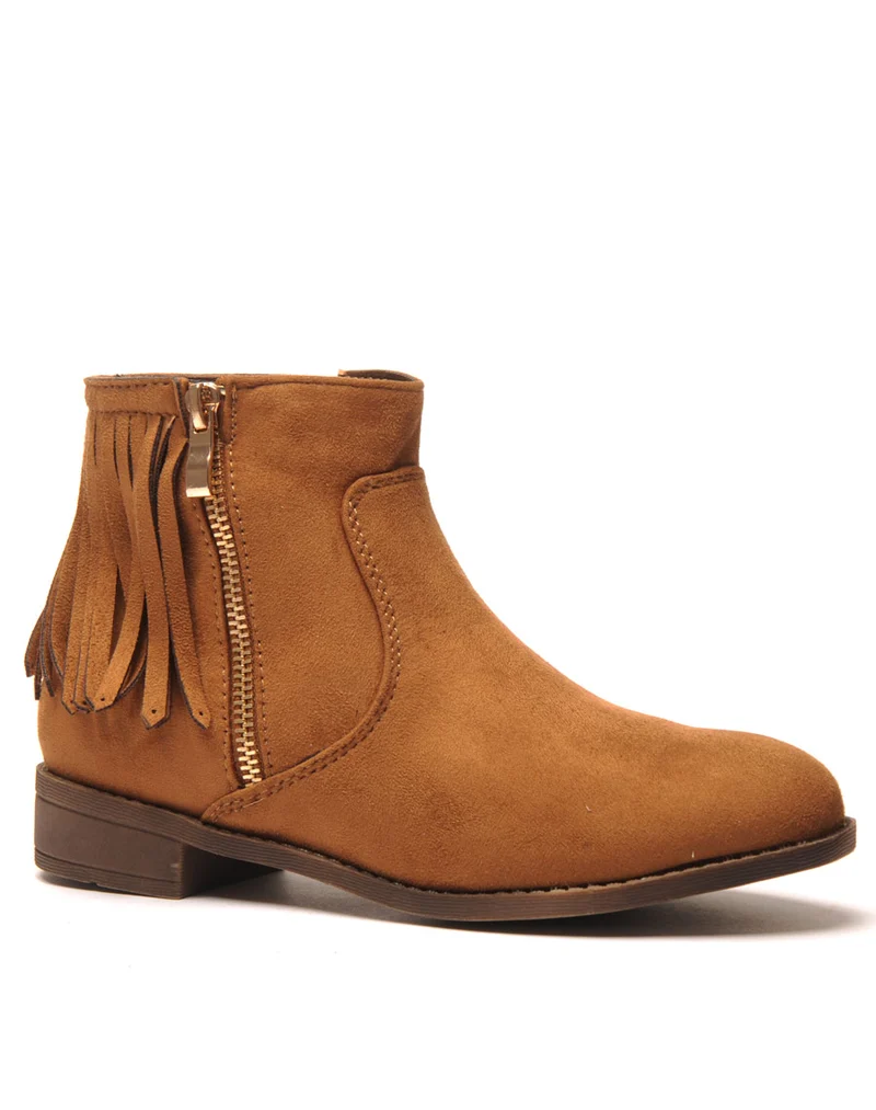 Bottines camel avec franges