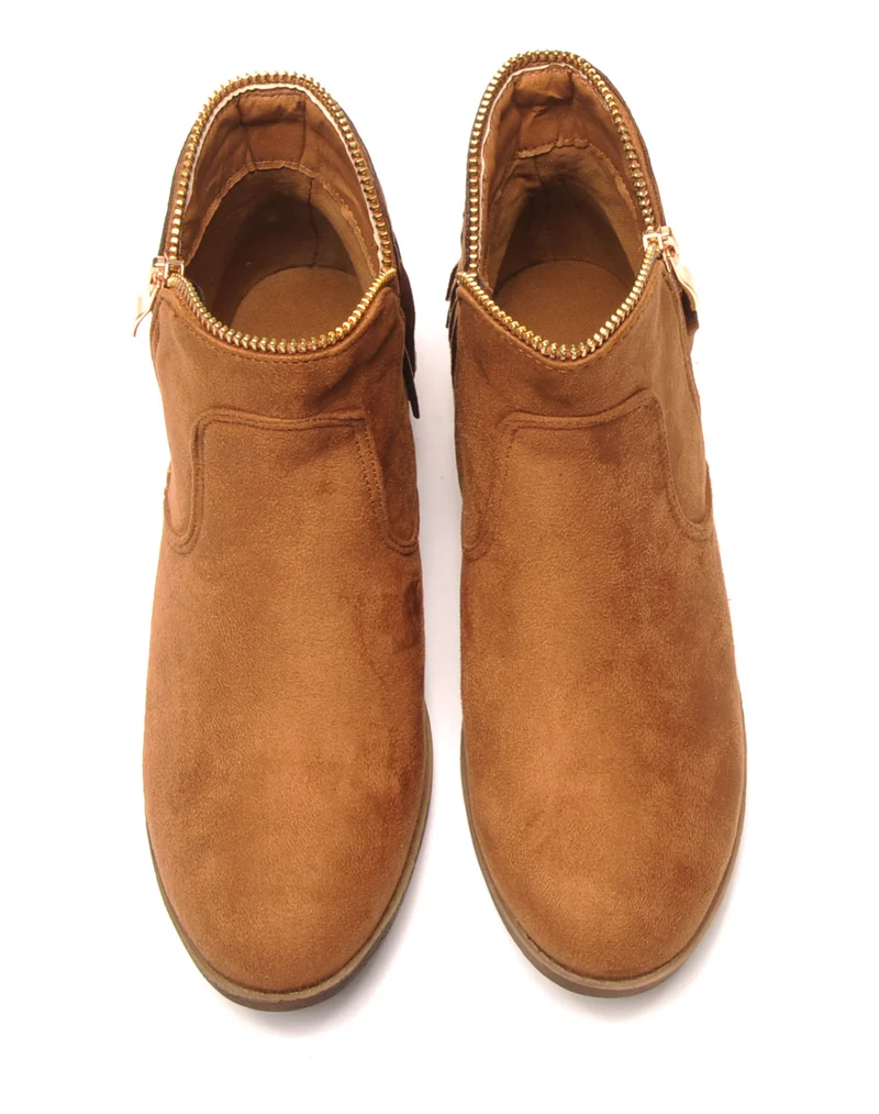Bottine camel avec franges