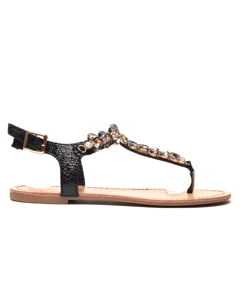 Sandale noire avec perles