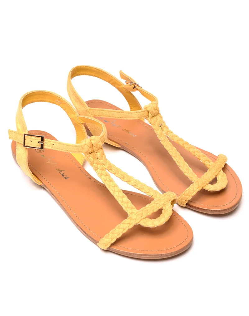 Sandale/nu pieds tressé jaune