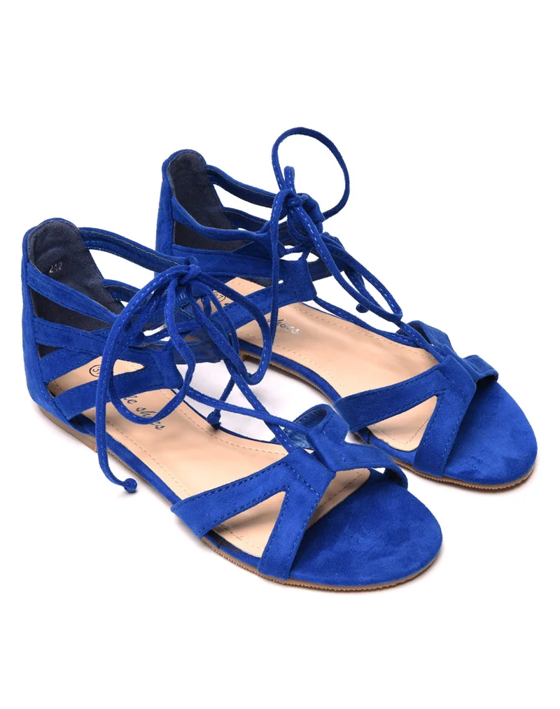 Sandale bleu effet suédine