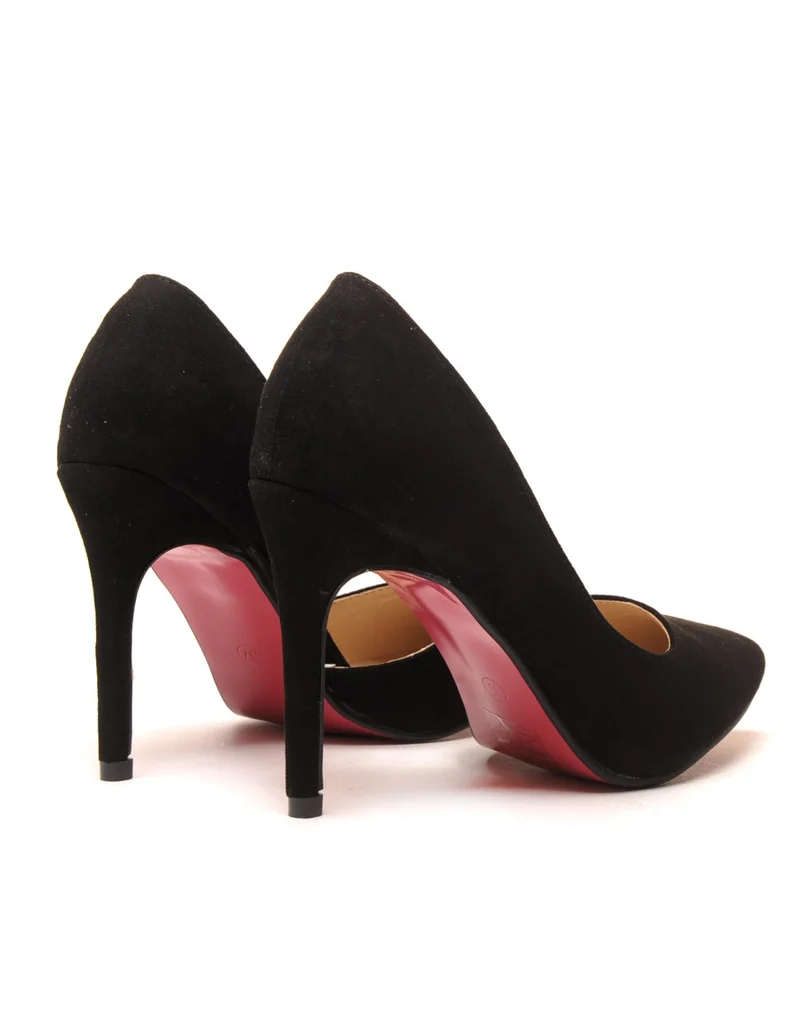 Escarpin noir asymétrique avec semelle rose
