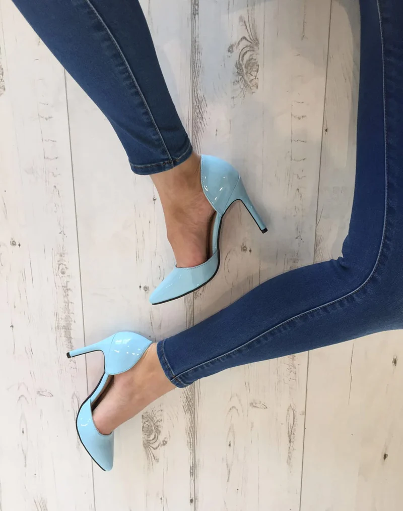 Escarpins bleu vernis