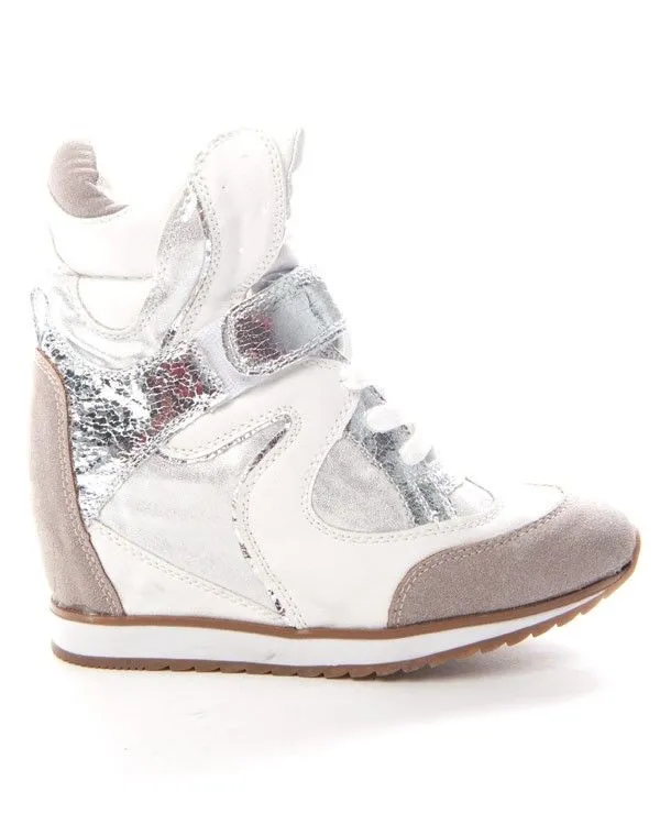Chaussures femme Sinly: Basket compensée - blanc