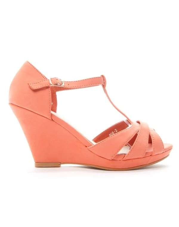 Chaussures femme Alicia: Sandale compensée - corail