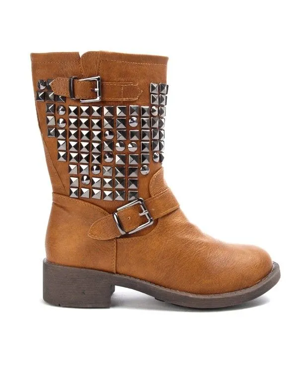 Chaussure femme Libra Pop: Botte clouté - camel