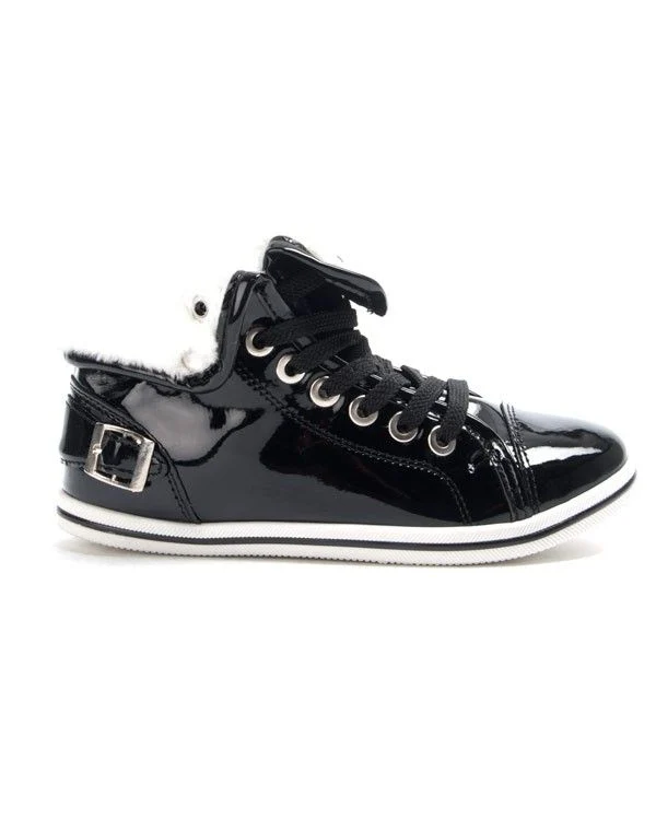 Chaussure femme Libra Pop: Basket vernis fourré - noir