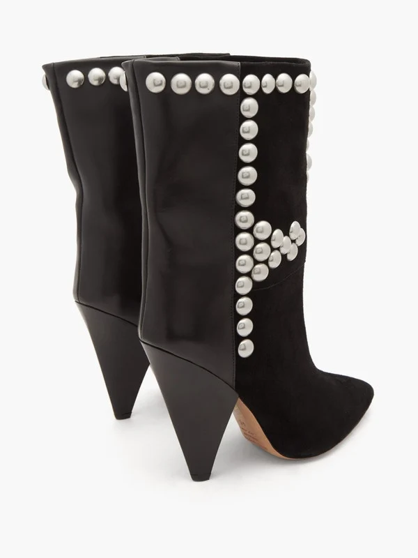 Layo studded cone-heel suede calf boots