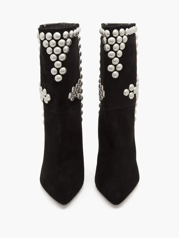 Layo studded cone-heel suede calf boots