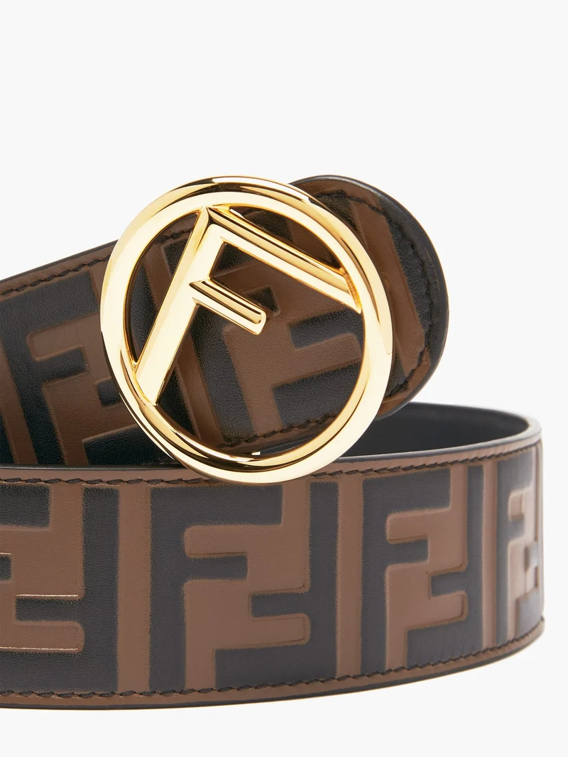 FF-embossed leather belt