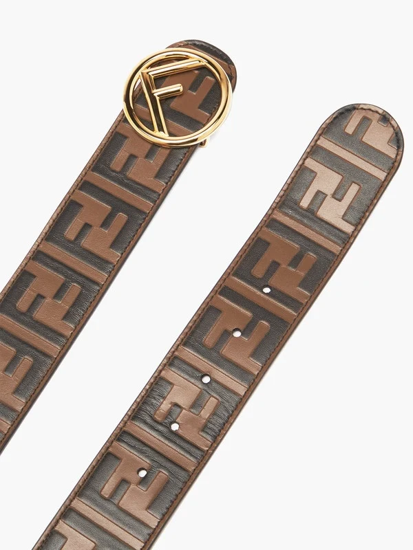 FF-embossed leather belt
