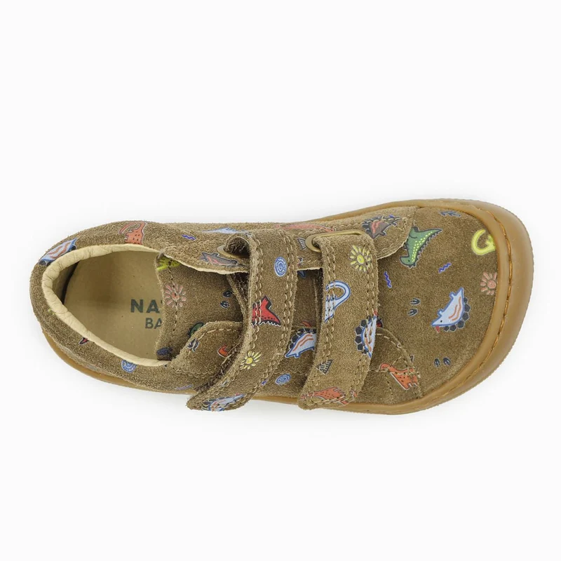Naturino Barefoot Orec Velcros Suede Dinoland Light Brown