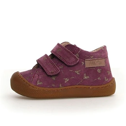 Naturino Barefoot Orec Velcros Fleurs Suede Violet Or
