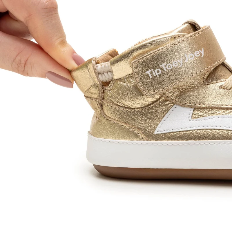 Tip Toey Joey Primeiros Landy High Top Metal Gold White