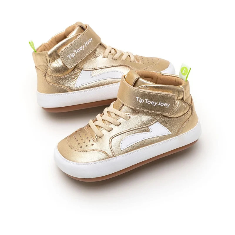 Tip Toey Joey Primeiros Landy High Top Metal Gold White