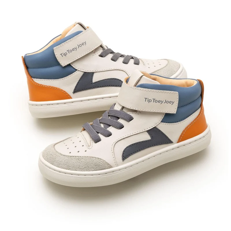 Tip Toey Joey Kidos Landy High Top Tapioca Slate Blue Tangerine