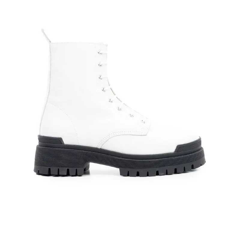 Langport White Leather/Black Sole